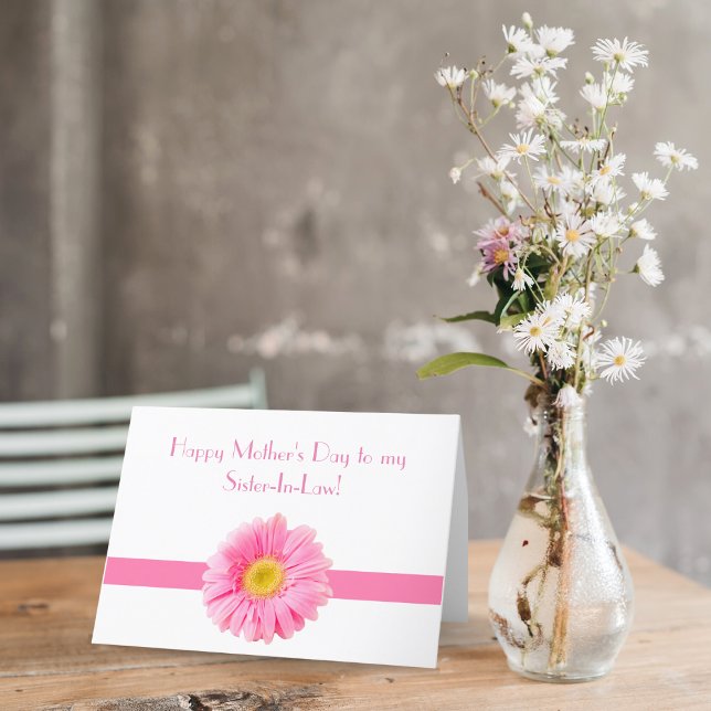 Glad mors dag svägerska rosa tusenskönor helgkort (Skapare uppladdad)