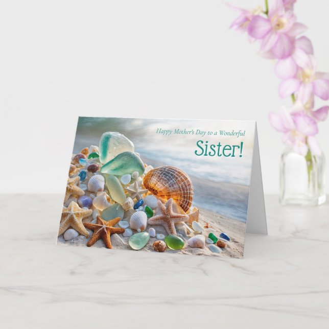 Glad mors dag syster Strandtema med sniglar Kort (Orkide)