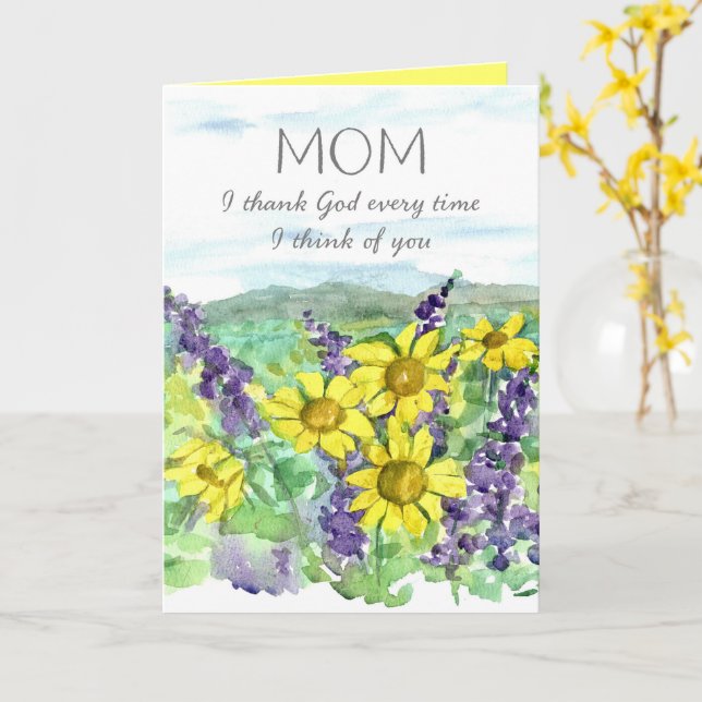 Glad mors dag Tack Gud För Dig Vårblomma Kort (Gul blomma)