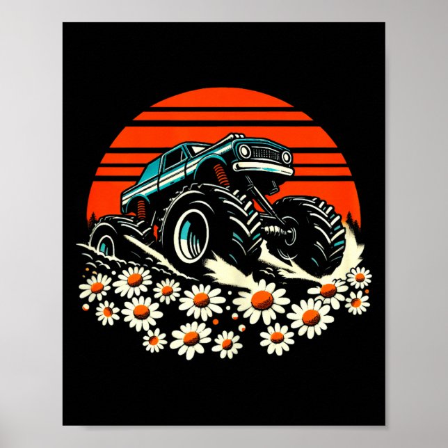 Glad mors dag tårta daisy monstertruck barn poster (Framsidan)