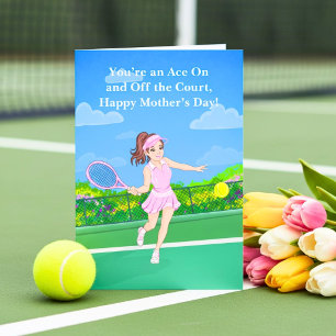 Glad mors dag Tennisspelande mamma Kort