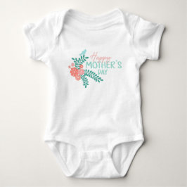 Glad mors dag text blommor fågel t shirt