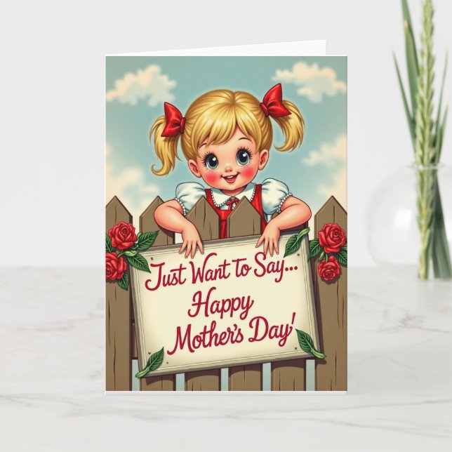 Glad mors dag tjej staket kort (Framsida)