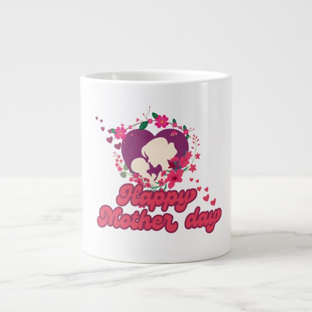 Glad mors dag Trendig design Jumbo Mugg (Framsidan)
