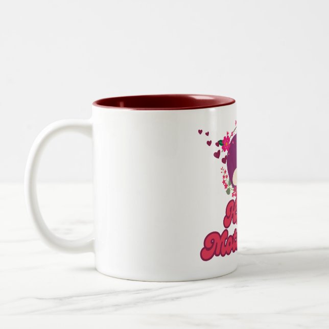 Glad mors dag Trendig design Två-Tonad Mugg (Vänster)