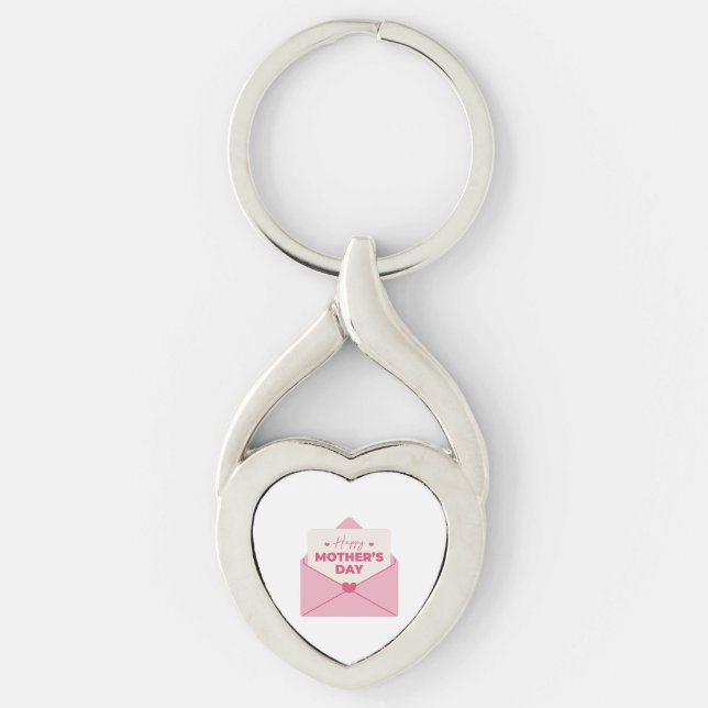 Glad mors dag twisted heart silverfärgad nyckelring (Framsidan)