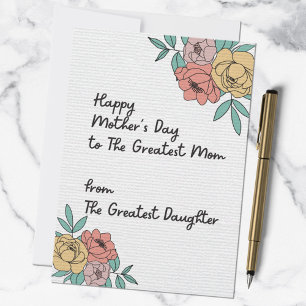 Glad mors dag Underbar mamma Blommor i pastellfärg Kort