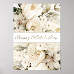 Glad mors dag Vaniljkräm Blomstermönster Poster