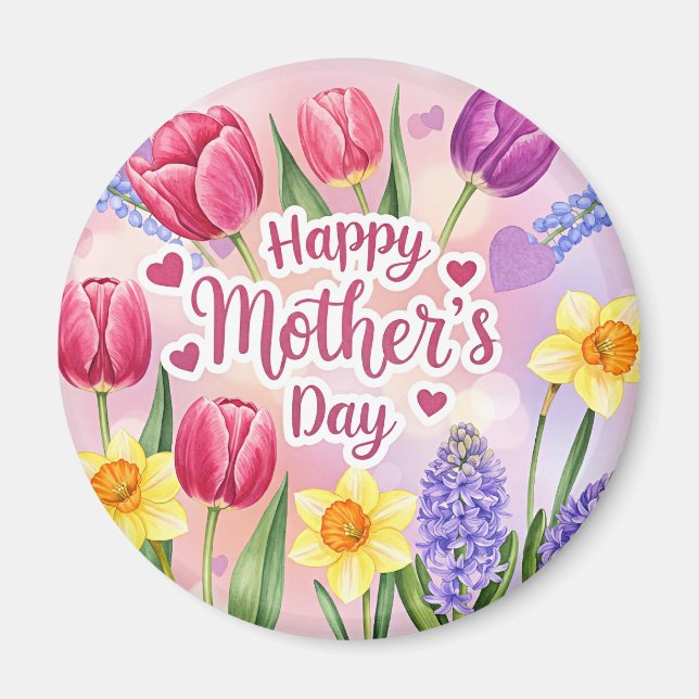 Glad mors dag, vårblommor, magnet (Framsidan)