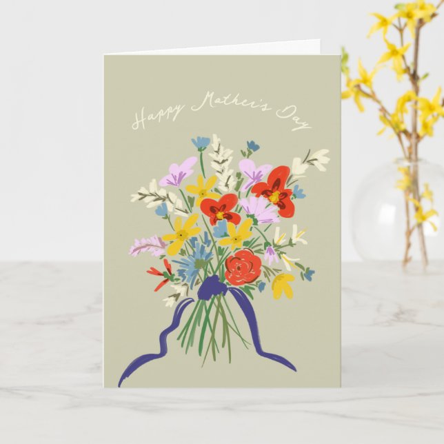 Glad mors dag Vattenfärg Blommig bukett Kort (Gul blomma)