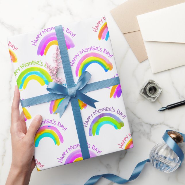 Glad mors dag Vattenfärg Regnbågsmönster Presentpapper (Gifting)