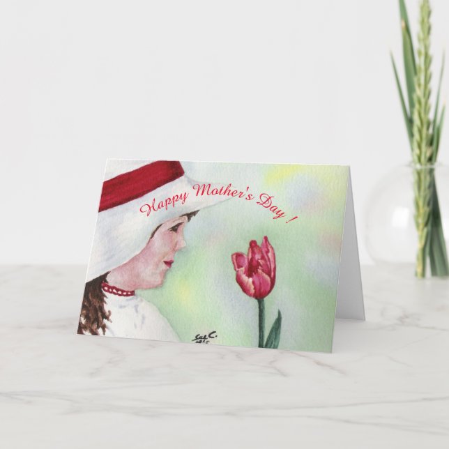 GLAD MORSDAG RÖD TULPAN KORT (Framsida)