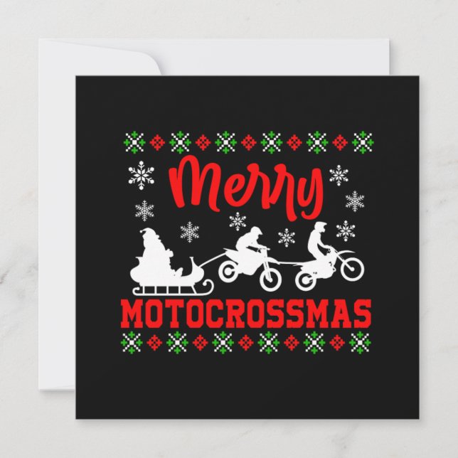 Glad Motocrossjul Motorcykel Tomte Ful Jul Inbjudningar (Framsida)