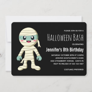 Glad Mummie Halloween Monster Födelsedag Inbjudningar