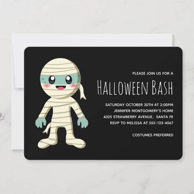 Glad Mummie Halloween Monsterfest Inbjudningar (Framsida)