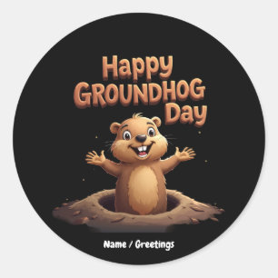 Glad Murmeldagen Fira med humor, kul Runt Klistermärke