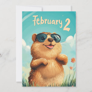 Glad murmeldags Cute Watercolor Murmeld Julkort