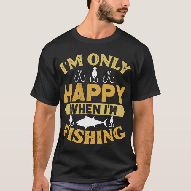 Glad när jag fiskar t shirt (Framsida)