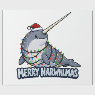 Glad Narwhaljul Narval Julbelysning Roligt Presentpapper