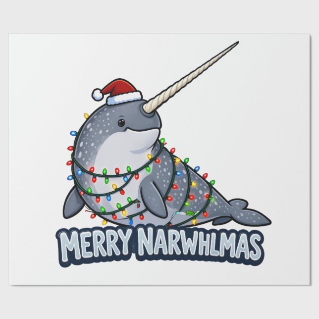 Glad Narwhaljul Narval Julbelysning Roligt   Presentpapper (Platt)