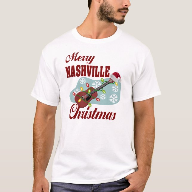 Glad Nashville julmanar grundläggande T-tröja T-shirt (Framsida)
