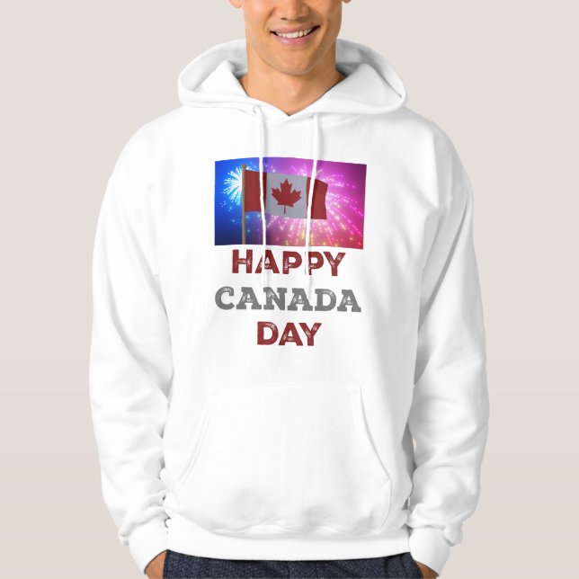 Glad nationaldag för Kanada fyrverkerier Hoodie (Framsida)
