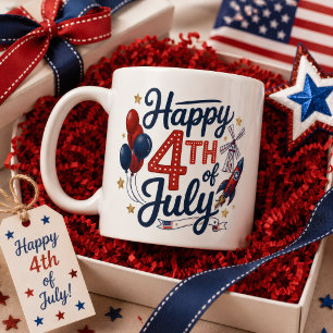 Glad nationaldag Patriotik raket & stjärnor Kaffemugg
