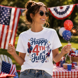 Glad nationaldag Patriotik raket & stjärnor T Shirt