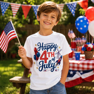 Glad nationaldag Patriotik raket & stjärnor T Shirt