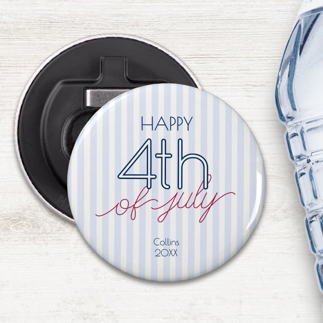 Glad nationaldag Summer Patriotisk Röd Vit Blå Flasköppnare (Happy 4th of July Summer Patriotic Red White Blue Bottle Opener)