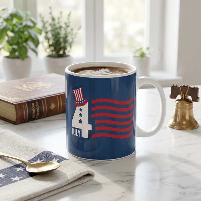 Glad nationaldag USA:s självständighetsdag den 4 j Kaffemugg (Skapare uppladdad)
