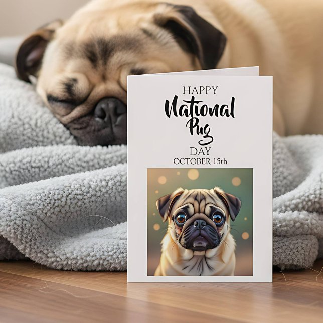 Glad nationella Pug-dagen | 15 oktober Kort (Skapare uppladdad)