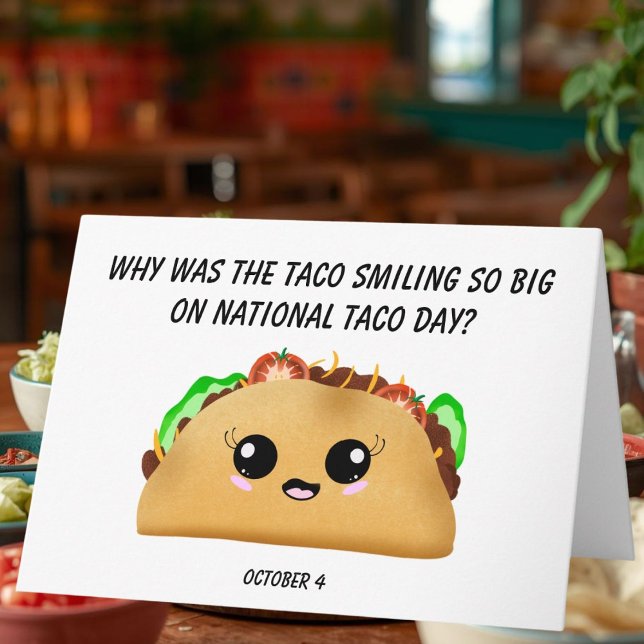 Glad nationella Tacodagen med Glad Kawaii Taco Kort (Skapare uppladdad)