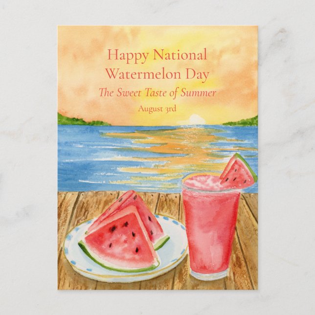 Glad nationella vattenmelon dagen 3 augusti vykort (Framsida)