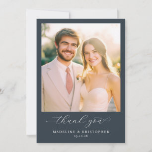 Glad Navy Elegant Foto Tack Kort