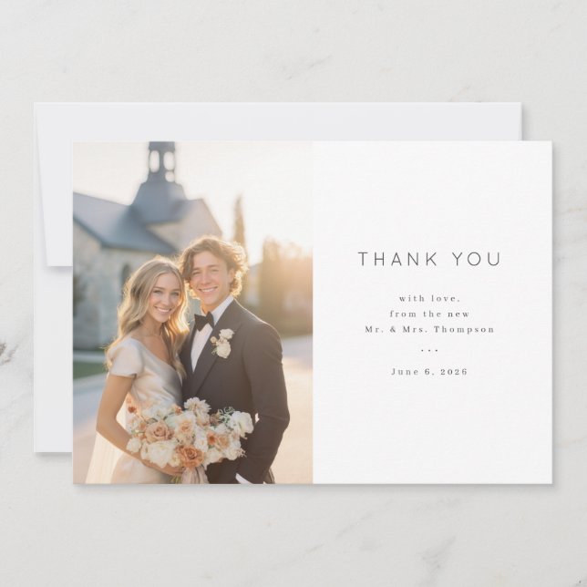Glad Neutral Elegant Foto Tack Kort (Framsida)