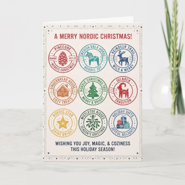 Glad nordisk jul ikon kort (Framsida)
