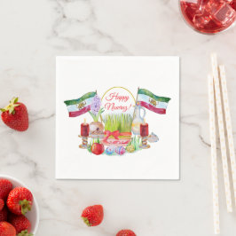 Glad Norooz Haft Sin med Lejon- och Solflaggor Pappersservett