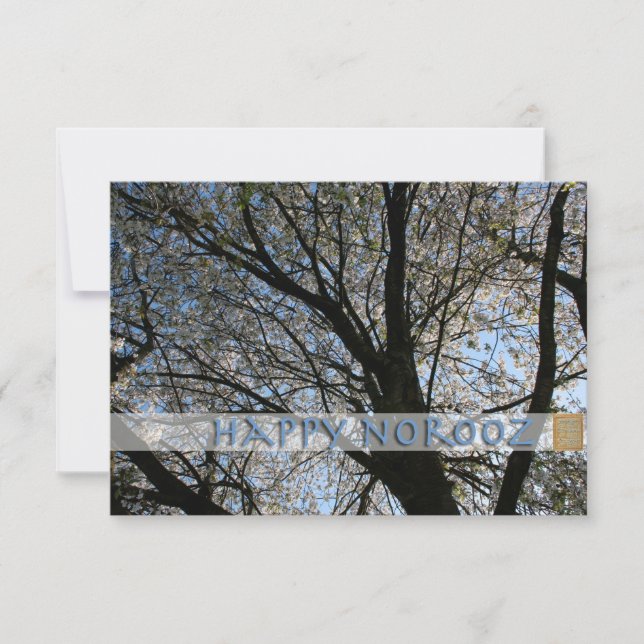 Glad Norooz Körsbärsblomstrande Träd Inbjudan (Framsida)