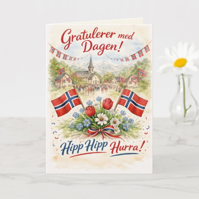 Glad norska nationaldagen - 17 maj Syttende Kort (Liten växt)
