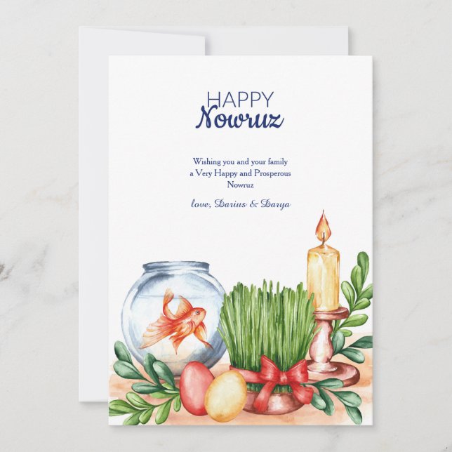 Glad Nowruz-fiskbowl gratulationskort Julkort (Framsida)