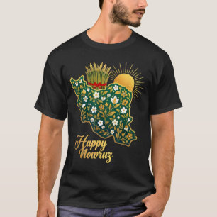 Glad Nowruz Persiska Nyår Iran Karta Blommor T Shirt