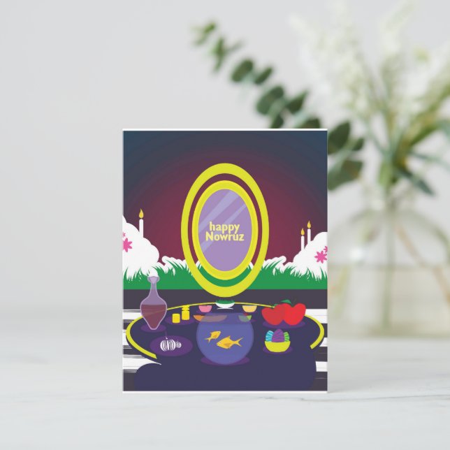 Glad Nowruz Persiska Nyårs Högtidskort Julkort (Stående Fram)