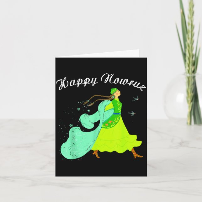 Glad Nowruz Persiska Nyårsfest Dansande Flicka Kort (Framsida)