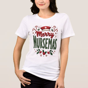 Glad Nursemas Mysig Julpresent för Sjuksköterskor T Shirt