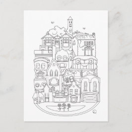 Glad ny hem färg på vykort