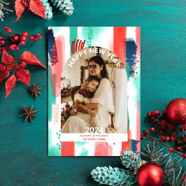 Glad nyår 2024 modern foto platt julkort