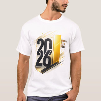 Glad nyår 2026 Elegant Guld Modern Firande T Shirt