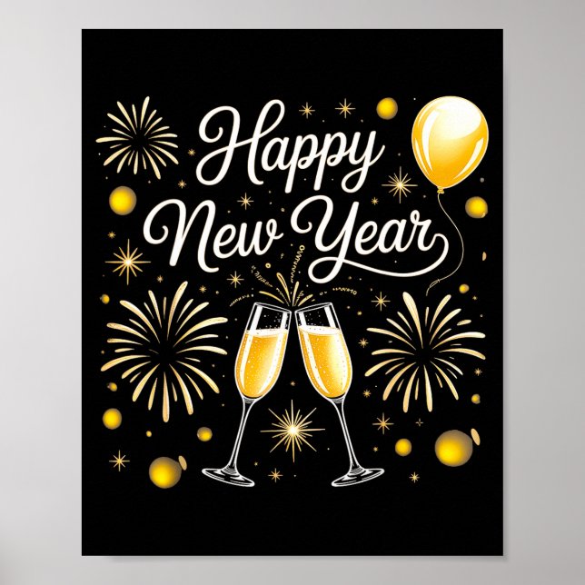 Glad Nyår 2026 Firande Design Med Champa Poster (Framsidan)
