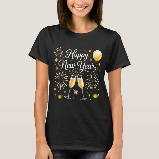 Glad Nyår 2026 Firande Design Med Champa T Shirt (Framsida)